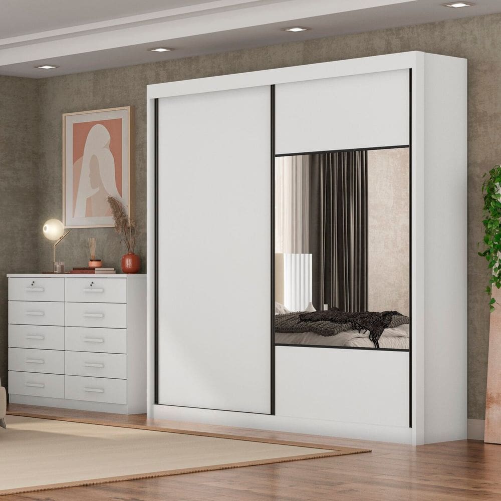 Guarda-roupa Casal 100% Mdf Trieste Neve