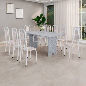 Conjunto para Sala de Jantar com 8 Cadeiras Lara Bege / Branco