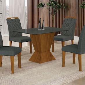 Conjunto Sala de Jantar Mesa com 4 Cadeiras Larissa freijo/cinza