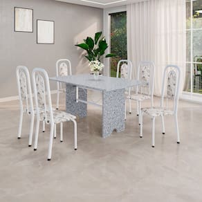 Conjunto Sala de Jantar com 6 Cadeiras Lara Arabesco / Branco