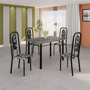 Conjunto Sala de Jantar com 4 Cadeiras Lara Preto