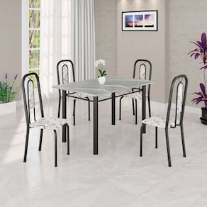 Conjunto Sala de Jantar com 4 Cadeiras Lívia Arabesco / Preto