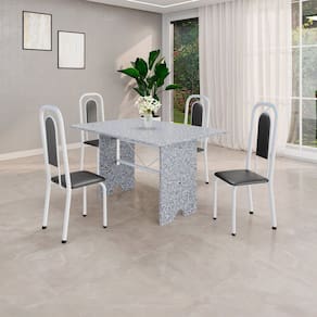 Conjunto Sala de Jantar com 4 Cadeiras Lara Preto / Branco