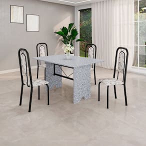 Conjunto Sala de Jantar com 4 Cadeiras Lara Arabesco / Preto
