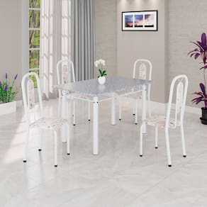 Conjunto Sala de Jantar com 4 Cadeiras Lívia Bege / Branco