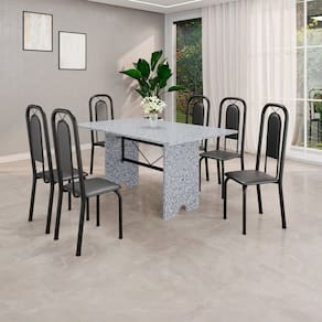 Conjunto Sala de Jantar com 6 Cadeiras Lara Preto