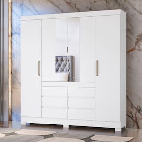 Guarda-roupa Casal 4 Portas Touch Móveis Cádis Branco