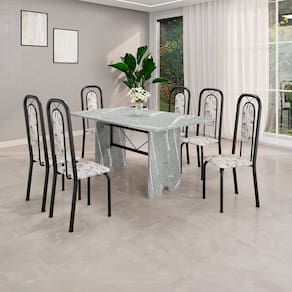 Conjunto Sala de Jantar com 6 Cadeiras Lara Arabesco / Preto