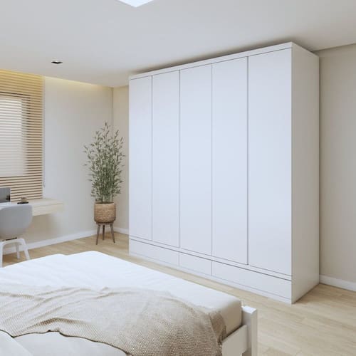 imagem-Guarda Roupa 5 Portas 100% Mdf Urbano Branco