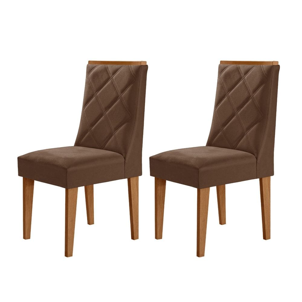 Conjunto para Sala de Jantar com 2 Cadeiras Ester Marrom / Naturalle