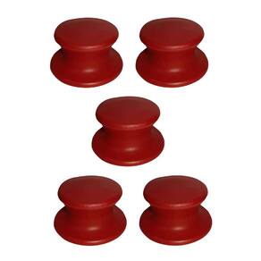 Kit 5 Pegador Puxador Tampa Vidro e Ferro Panela Vermelho
