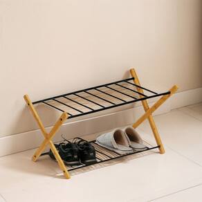 Sapateira 2 Prateleiras 71x35x38cm Ate 5 Pares Madeira E Aco
