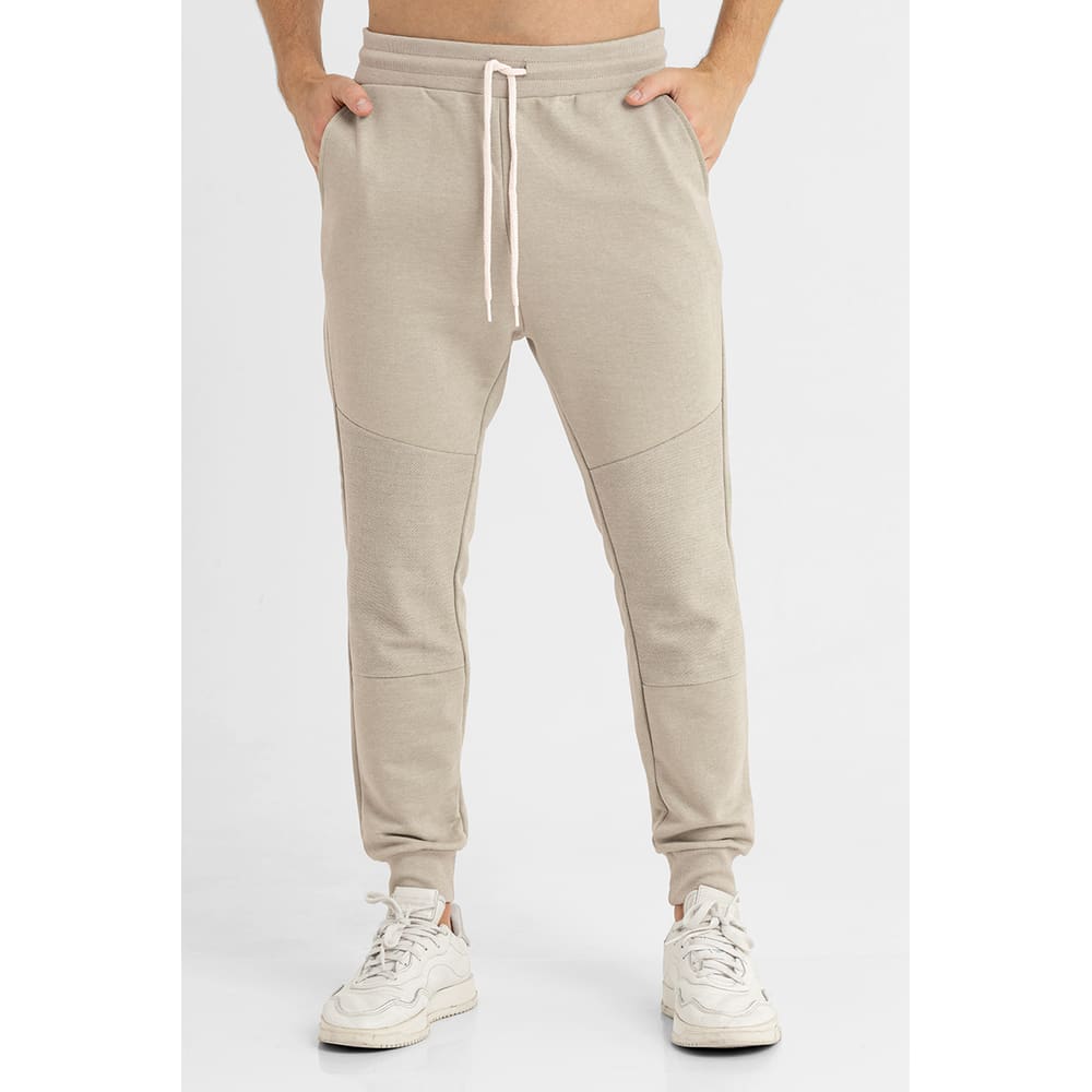Calça Masculina Moletom Sustentável Jogger com Recorte Marrom Montanha