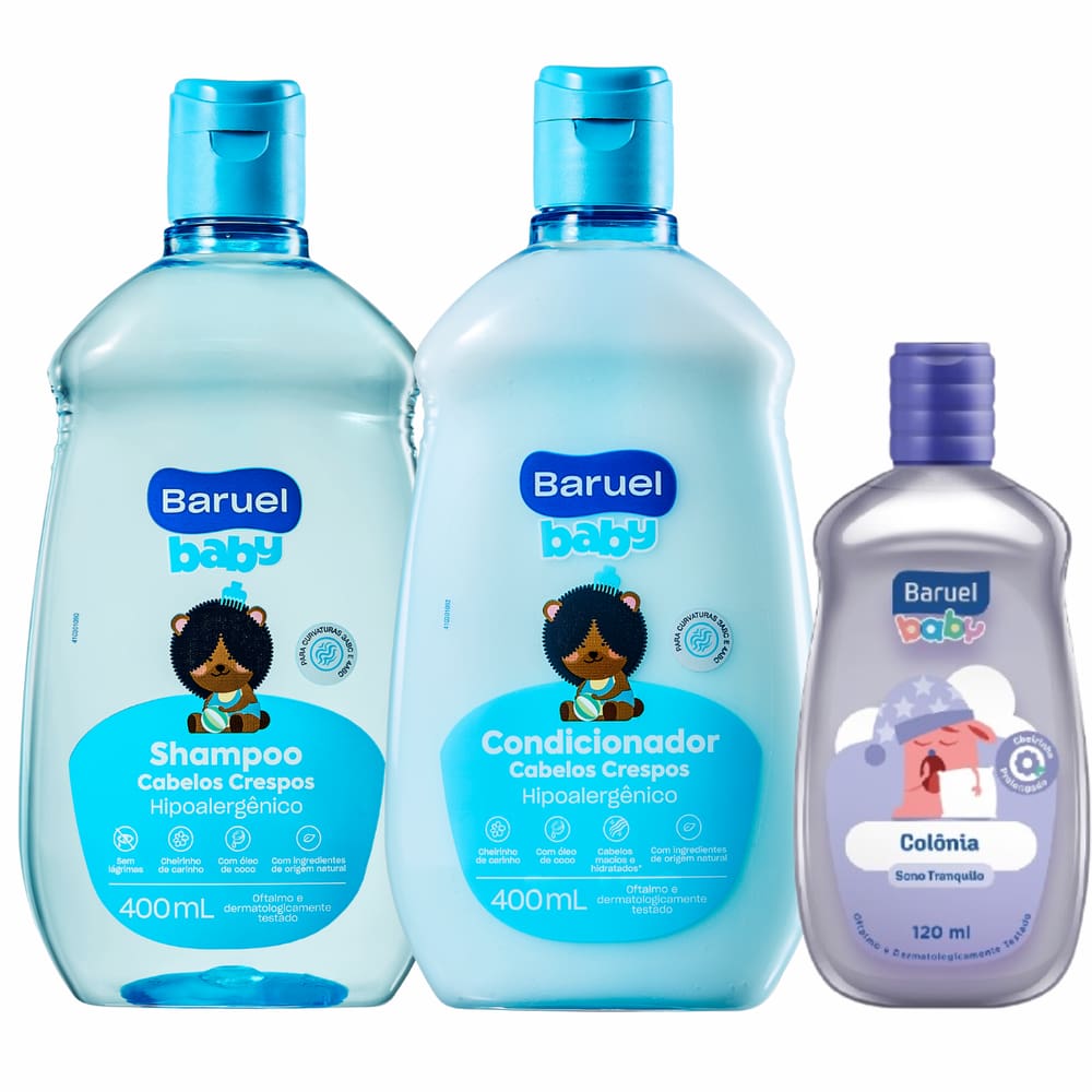 Shampoo e Condicionador Baruel Baby Cabelos Crespos + Colônia Sono Tranquilo