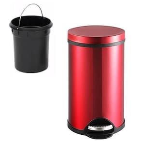 Lixeira Vermelha Inox – Cesto Removível c/ Pedal, Decorativa