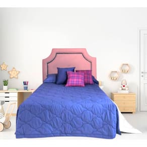 Cabeceira Solteiro Onix Pop Veludo Rosê Com Tachas Fumê