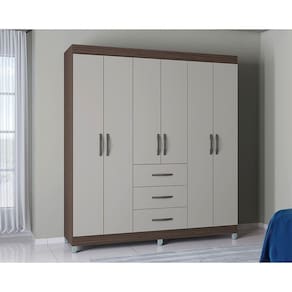 Guarda Roupa Servilha Com 6 Portas E 3 Gavetas Poquema Chocolate/offwhite