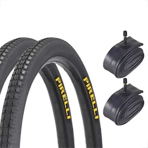 Par Pneu Pirelli Primor 26 x 1.1 / 2x2 Barra Forte motorizada montadinha Bike + Par Camara Shiver