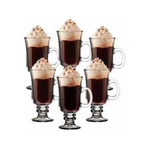 Kit 6 Caneca Taca Alta Para Cafe Cappuccino Copo Em Vidro Dolce Gusto Chocolate 230Ml