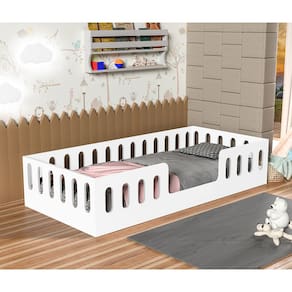 Cama Cercadinho Infantil Criança Mdf Helo Solteiro - Branca