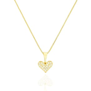 Colar Coração Cravejado Cristal Banhado a Ouro