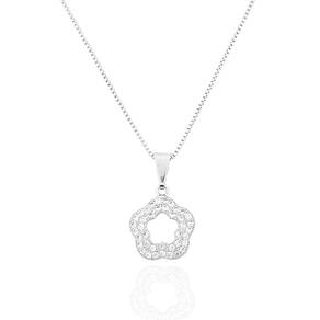 Colar Florzinha Cravejada Cristal Banhado a Prata