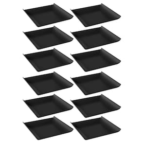 12 Pratos Quadrados 16cm Pretos Pequenos Plástico Cozy Coza Frutas Frios