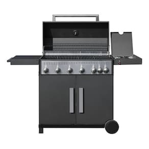 Churrasqueira A Gas 106x143x50cm Aco Black 6 Queimadores + 1