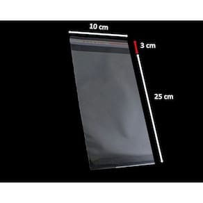 Saco Adesivado Plástico Transparente Vabene 10x25+3cm 1.000 Unidades
