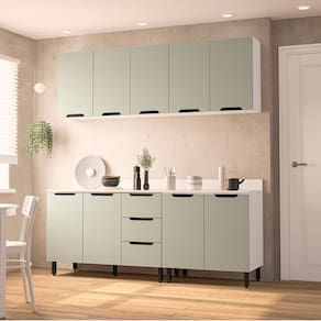 Cozinha Completa 4 Peças 224,5cm X 270cm Meena Branco/Verde Oliva