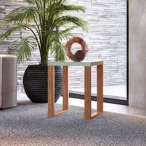 Mesa Lateral 100% Mdf 44cm X 55cm Industrial Freijo/ Off White
