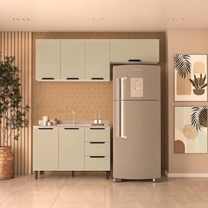 Cozinha Completa 3 Peças sem Tampo Meena Branco/Verde Oliva