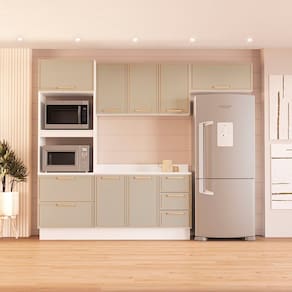 Cozinha Completa 4 Peças 224,5cm X 270cm Amara Branco/Verde Oliva