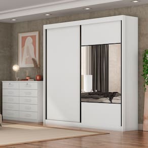 Guarda-roupa para Quarto com Espelho Trieste Neve