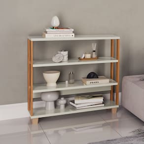 Estante para Livros 100% Mdf Industrial Freijó / Off White