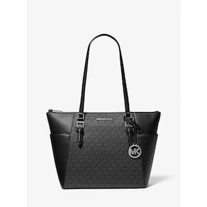 Sacola Michael Kors Charlotte com logotipo grande em couro