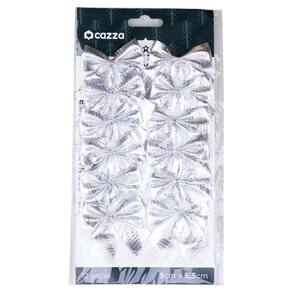 Kit Laços de Natal Liso 5x5.5cm Prata Cazza