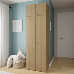 Guarda-roupa 2 Módulos 4 Portas 3 Prateleiras Frame Cabecasa madeiramadeira Acácia
