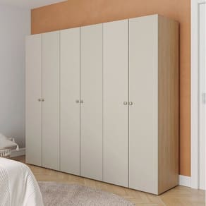 Guarda-roupa 3 Módulos 6 Portas 9 Prateleiras Frame Cabecasa madeiramadeira Acácia/Arenas
