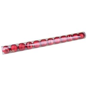Tubo com 12 Bolas de Natal Cazza Vermelha