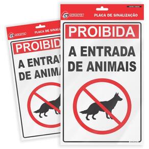 Placa De Sinalização Proibido Animais 16x25cm 05unid Grespan