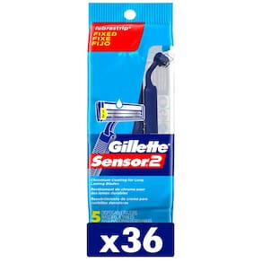 Lâminas de barbear descartáveis Gillette Sensor2 para homens, 5 unidades x 36 estojos