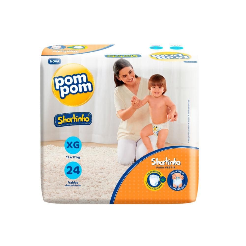 Fralda Pom Pom Shortinho Jumbo XG 24 Unidades