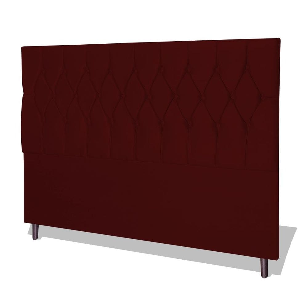 Cabeceira Estofada Box Casal King Size Encosto Para Cama Madri 195x126 CM Marsala