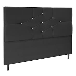 Cabeceira Camboriu Preto Estofada para Cama Box Casal 144Cm Quarto Luxo