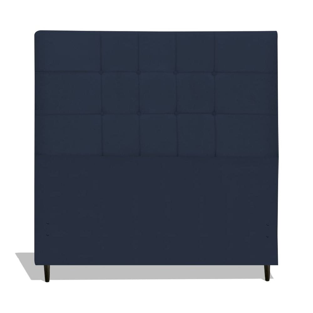 Cabeceira Estofada Box Casal King Size Encosto Para Cama Barcelona 195x126 CM Azul Marinho