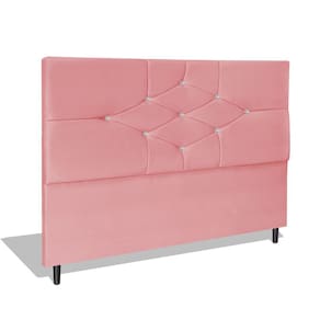 Cabeceira Estofada Box Casal Queen Size Encosto Para Cama Camboriu 164x126 CM Rosa
