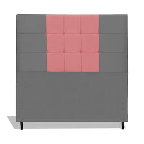 Cabeceira Estofada Box Solteiro Encosto Para Cama Barcelona 94x126 Composê Cinza/Rosa