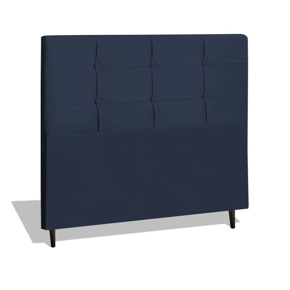 Cabeceira Estofada Box Casal Encosto Para Cama Style 144x126 Azul Marinho