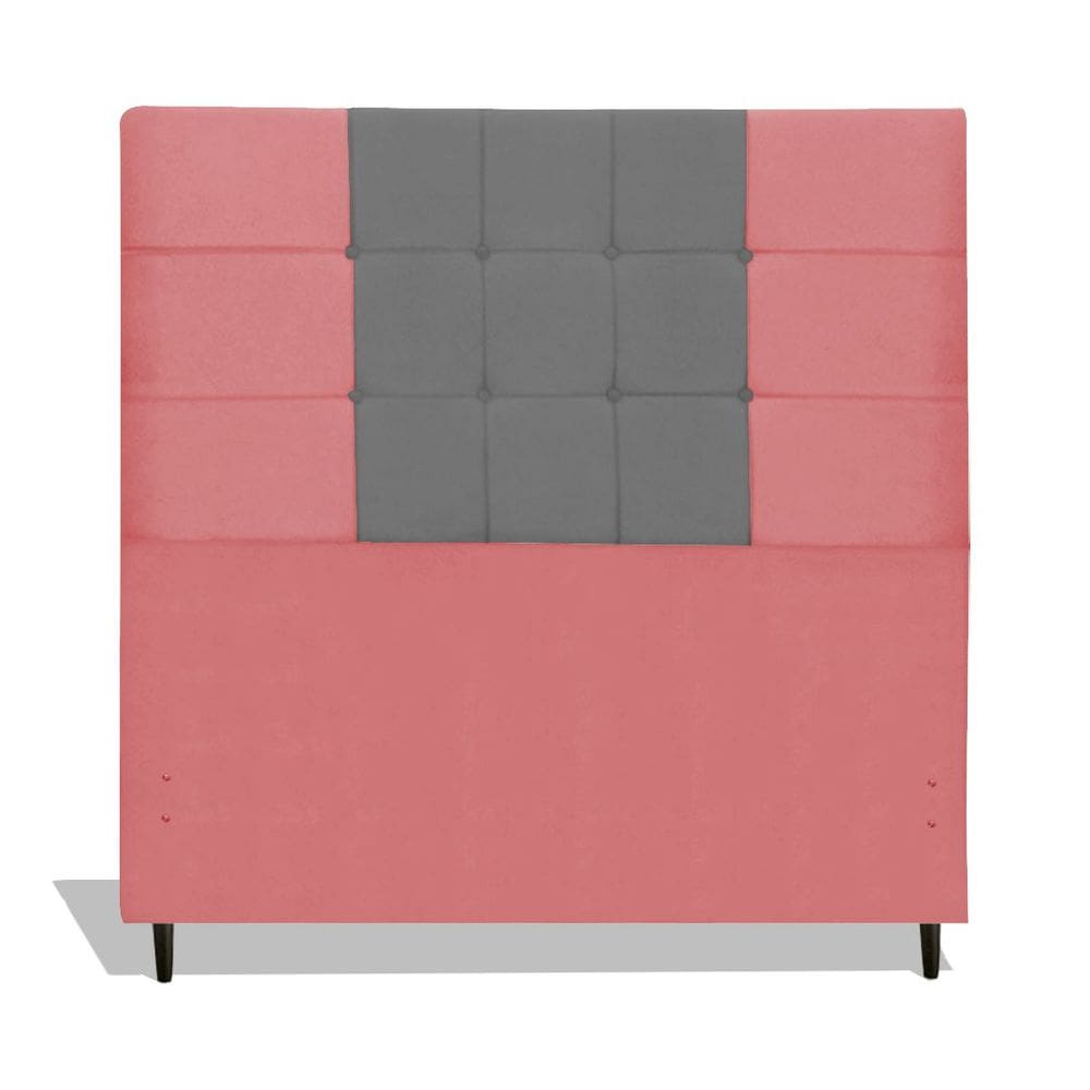 Cabeceira Estofada Box Casal King Size Encosto Para Cama Barcelona 195x126 CM Composê Rosa/Cinza